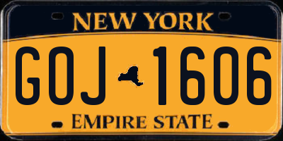 NY license plate GOJ1606