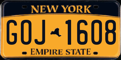 NY license plate GOJ1608