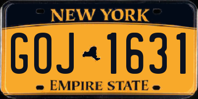 NY license plate GOJ1631