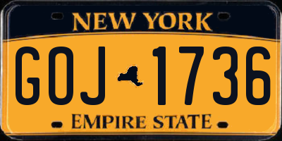 NY license plate GOJ1736