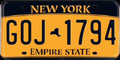 NY license plate GOJ1794