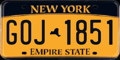 NY license plate GOJ1851