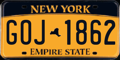 NY license plate GOJ1862