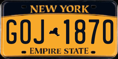 NY license plate GOJ1870