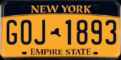 NY license plate GOJ1893