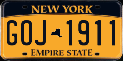NY license plate GOJ1911