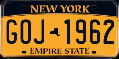NY license plate GOJ1962
