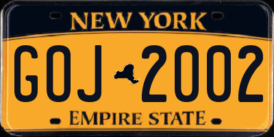 NY license plate GOJ2002