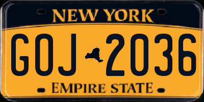 NY license plate GOJ2036