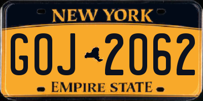 NY license plate GOJ2062