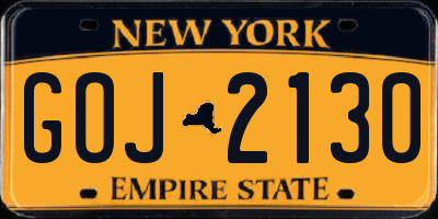 NY license plate GOJ2130