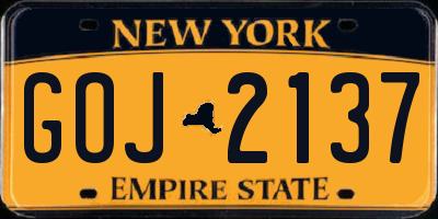 NY license plate GOJ2137