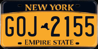 NY license plate GOJ2155