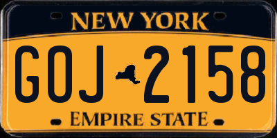 NY license plate GOJ2158