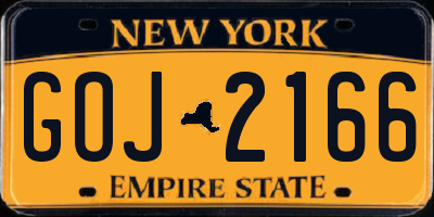 NY license plate GOJ2166