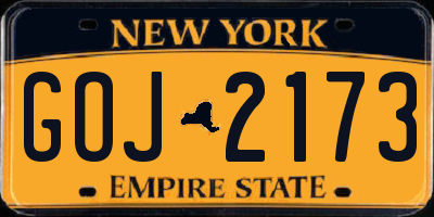 NY license plate GOJ2173