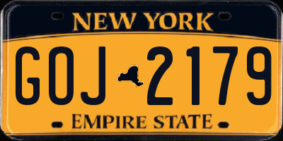 NY license plate GOJ2179