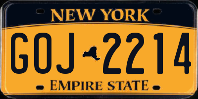 NY license plate GOJ2214