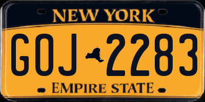 NY license plate GOJ2283