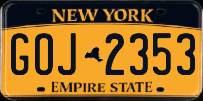 NY license plate GOJ2353