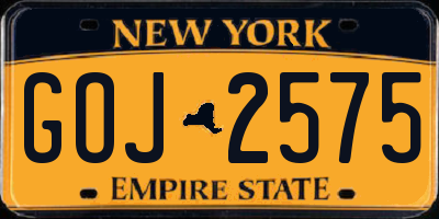 NY license plate GOJ2575
