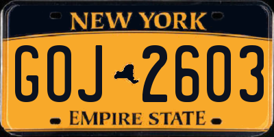 NY license plate GOJ2603