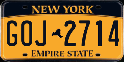 NY license plate GOJ2714