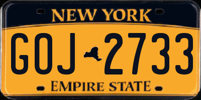 NY license plate GOJ2733