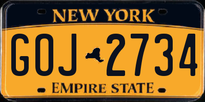 NY license plate GOJ2734