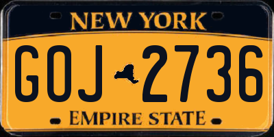 NY license plate GOJ2736