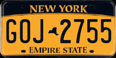 NY license plate GOJ2755