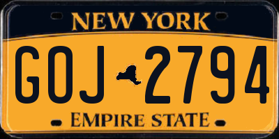 NY license plate GOJ2794
