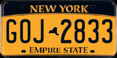 NY license plate GOJ2833