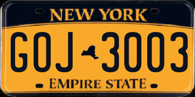 NY license plate GOJ3003