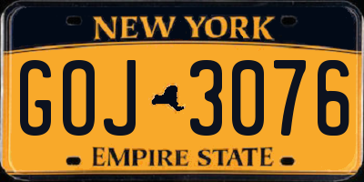 NY license plate GOJ3076