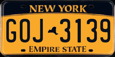 NY license plate GOJ3139