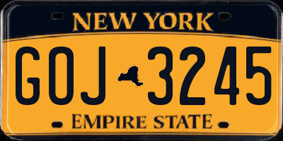 NY license plate GOJ3245