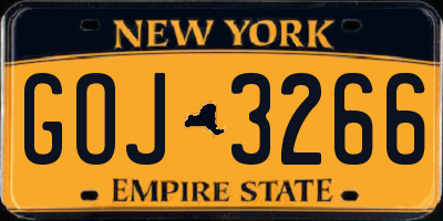 NY license plate GOJ3266
