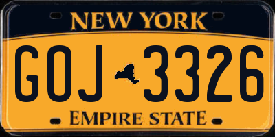 NY license plate GOJ3326