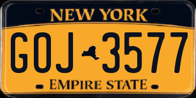 NY license plate GOJ3577