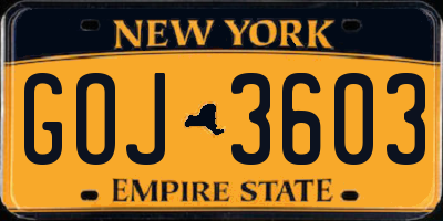 NY license plate GOJ3603