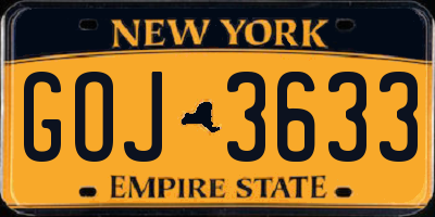 NY license plate GOJ3633