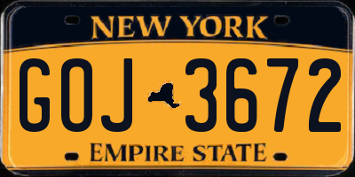 NY license plate GOJ3672