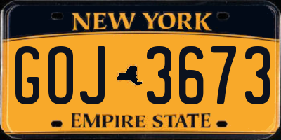 NY license plate GOJ3673