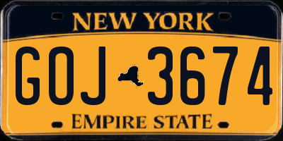 NY license plate GOJ3674
