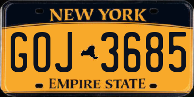 NY license plate GOJ3685