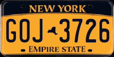 NY license plate GOJ3726