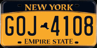 NY license plate GOJ4108