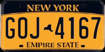 NY license plate GOJ4167