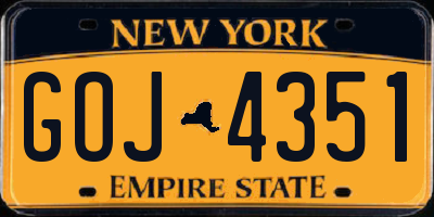 NY license plate GOJ4351